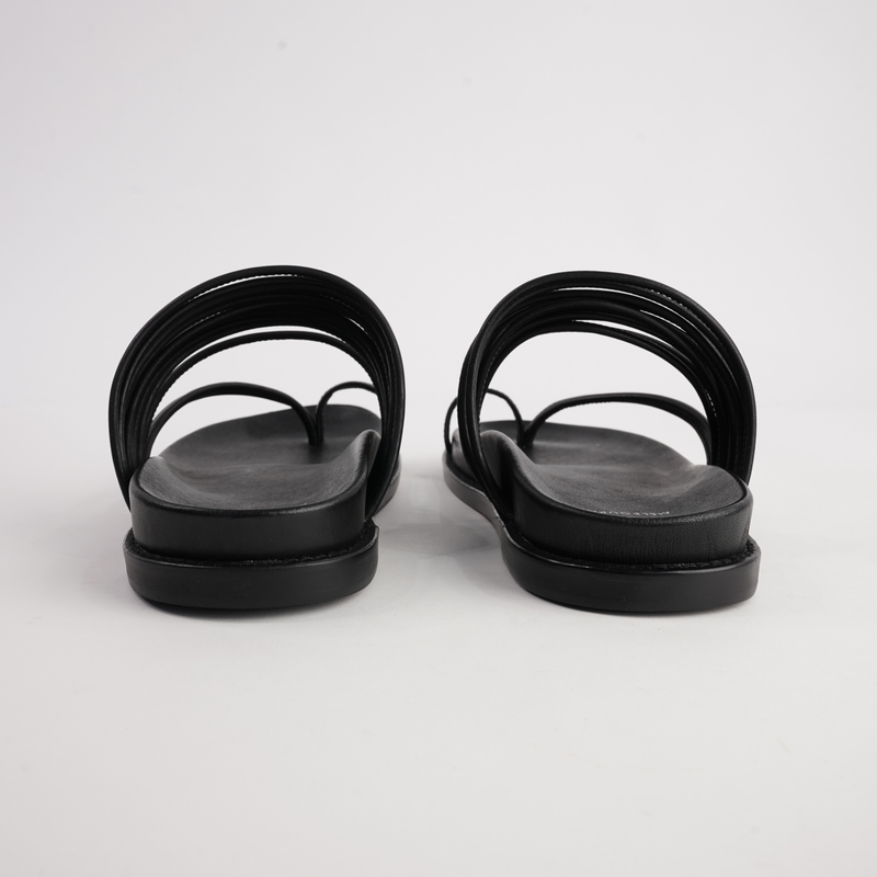 Carmelle Black Leather Sandals