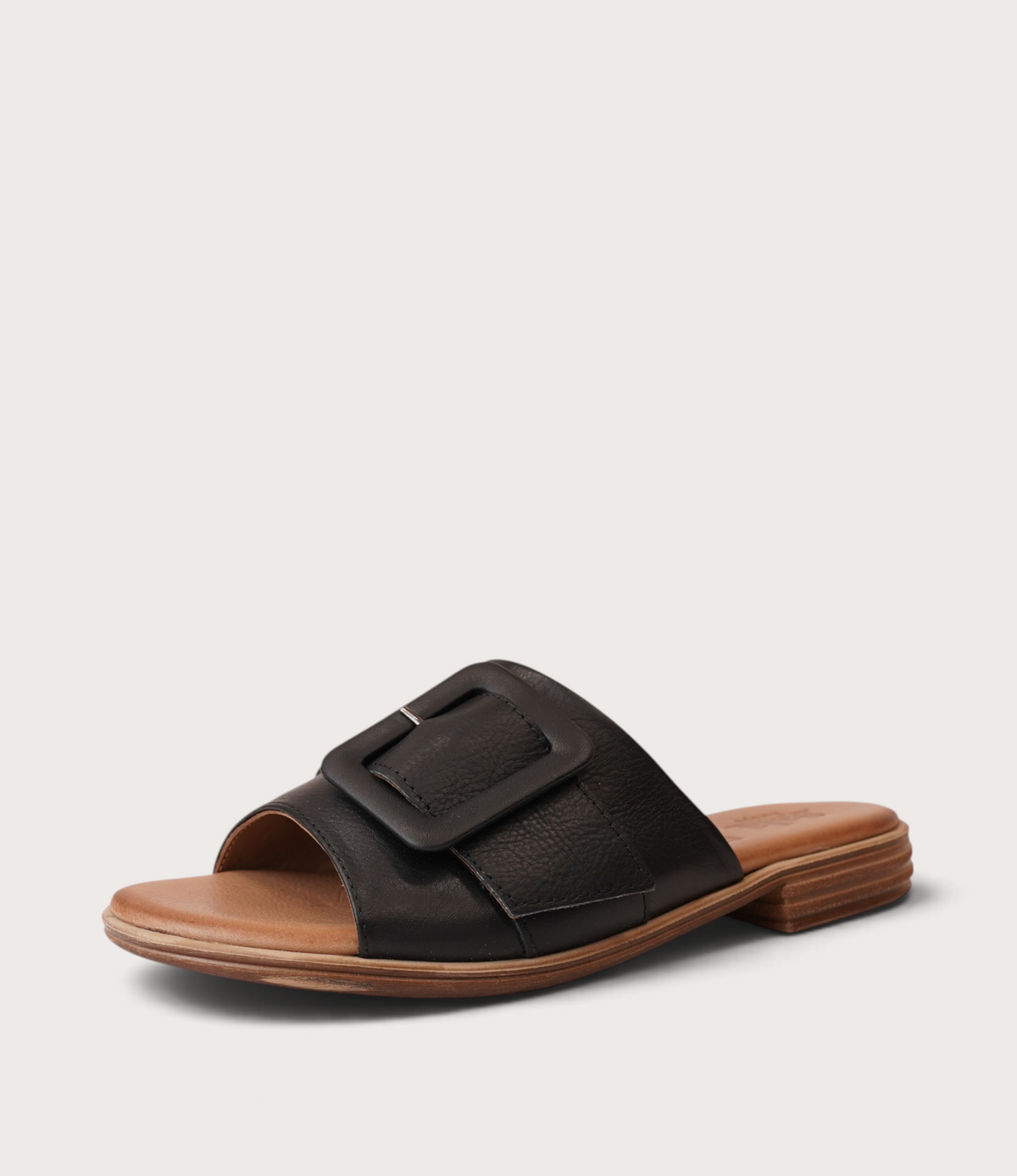 Miley Black Leather Slides