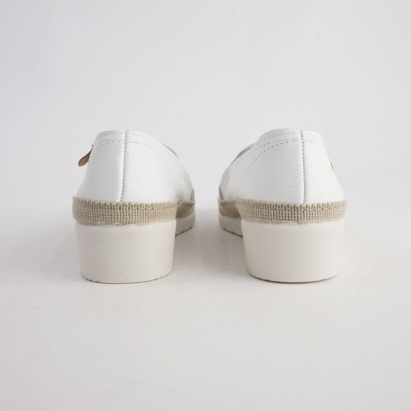 Telma White Leather Espadrilles