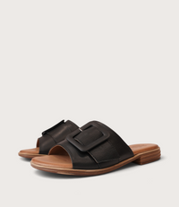 Miley Black Leather Slides