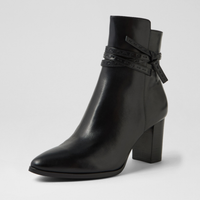 Adaire Black Leather/ Black Heel Ankle Boots - DJANGO AND JULIETTE | Shouz