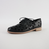 Aksel Black Leather Lace Up Flats