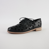 Aksel Black Leather Lace Up Flats