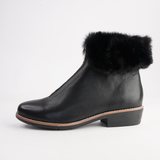Lollys Black Leather/ Black Fur Ankle Boots - DJANGO AND JULIETTE | Shouz
