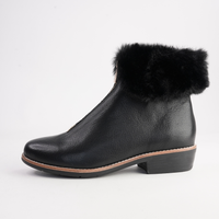 Lollys Black Leather/ Black Fur Ankle Boots - DJANGO AND JULIETTE | Shouz