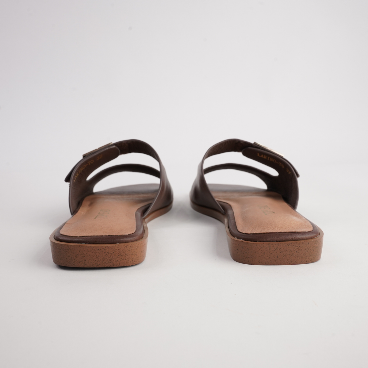 Larino Choc Leather Slides - TOP END | Shouz