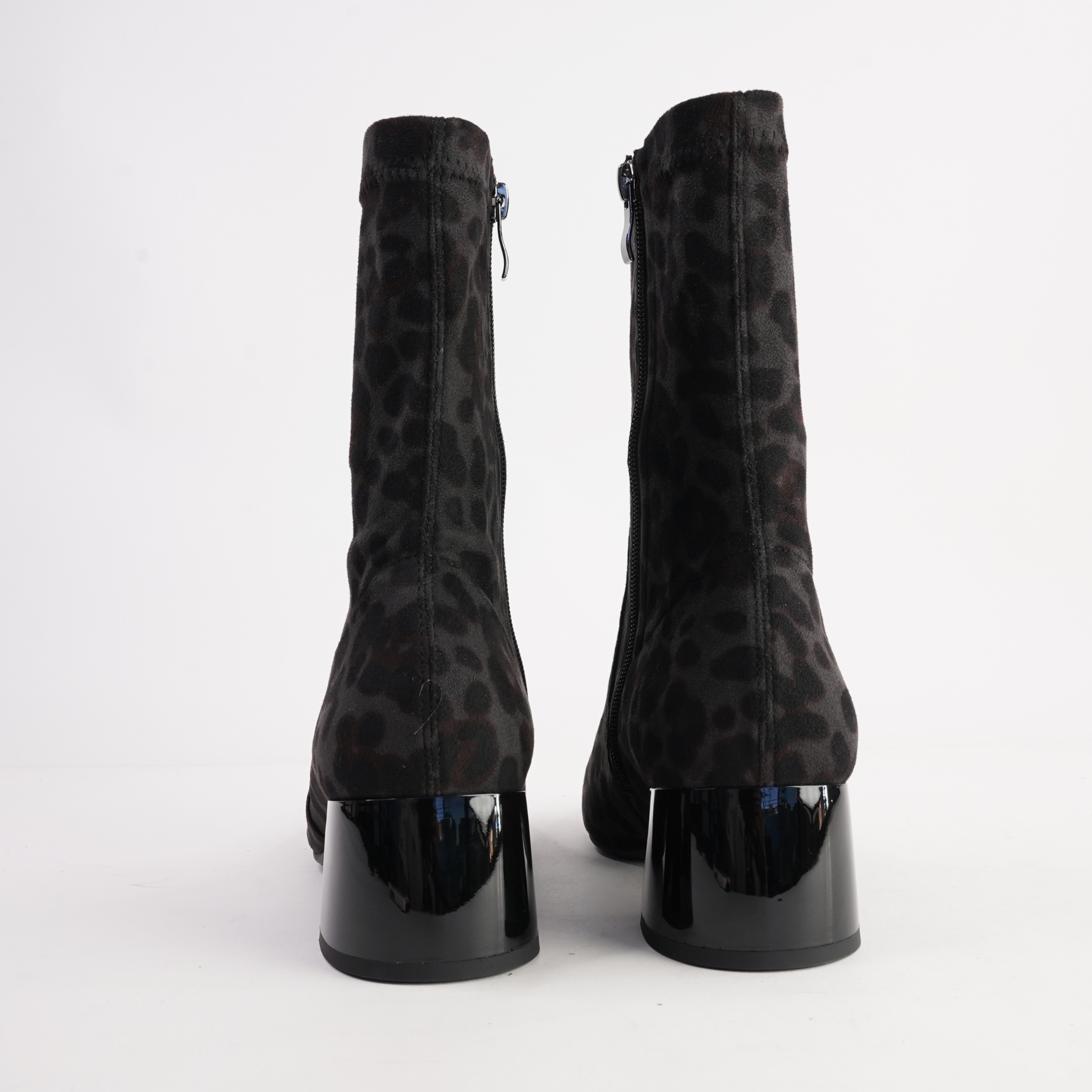 June Black Leopard Stretch Ankle Boots - MILA RAINE | Shouz