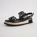 Carola Black Leather Sandals