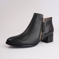 Anthea Black Leather Ankle Boots