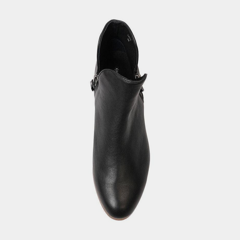Faye Black/ Natural Heel Leather Ankle Boots