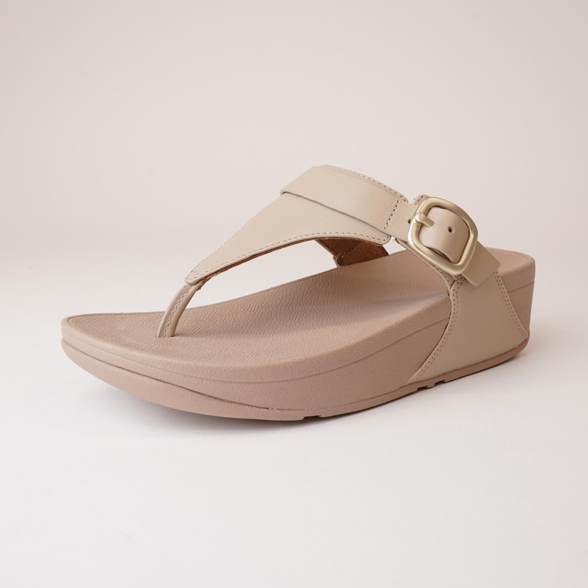 Lulu Adjustable Leather Toe Post Latte Sandals by FitFlop – Shouz