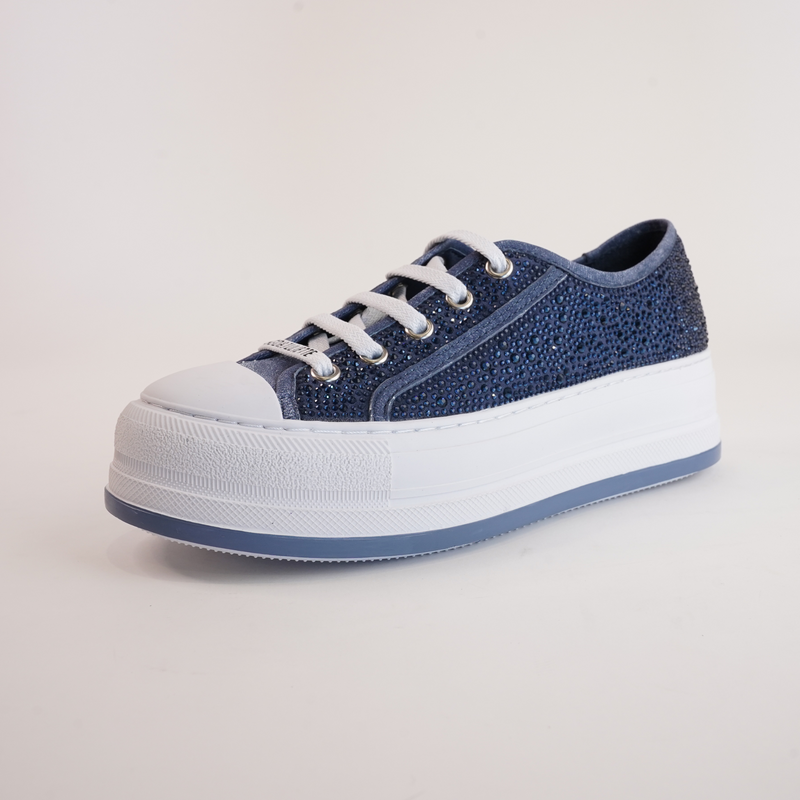 Gillers Blue Distress Denim/ Jewel Sneakers