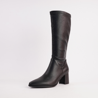 Swap Black Leather Knee High Boots