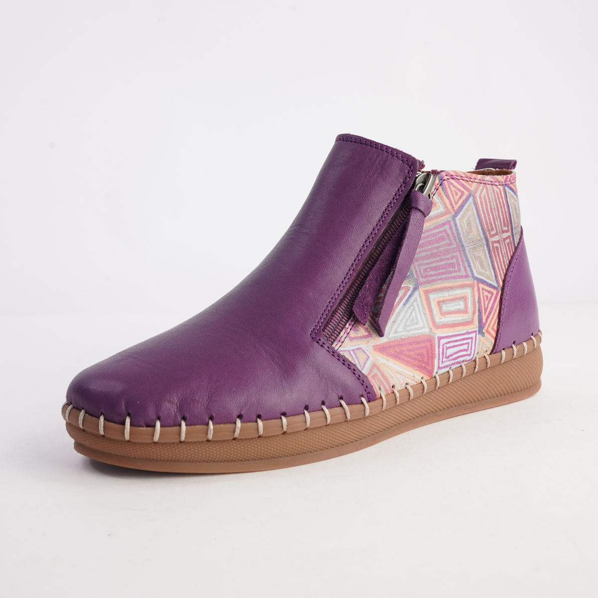 Regan Melanzana Mosaic Leather Ankle Boots - SALA | Shouz