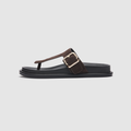 Aero Dark Brown Suede Leather Sandals