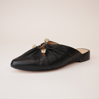 Fibby Black Leather Flats