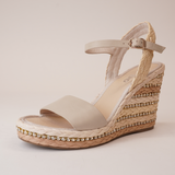 Etroya Almond Leather Espadrille Wedges