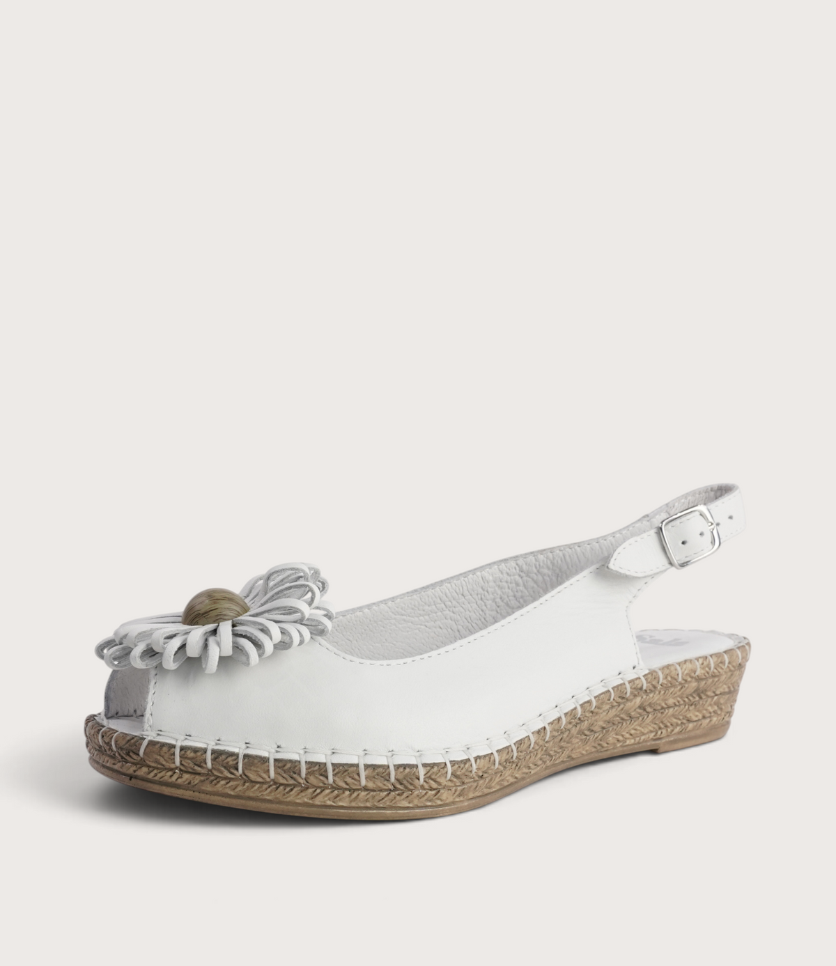 Erica White Leather Espadrille Wedges
