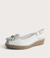 Erica White Leather Espadrille Wedges