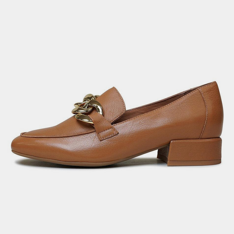 Vivandy Dark Tan Leather Loafers