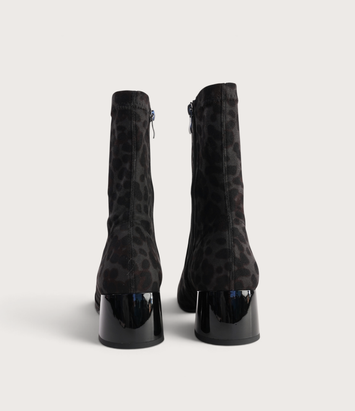 June Black Leopard Stretch Ankle Boots