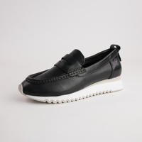 Peggy Black Leather Loafers