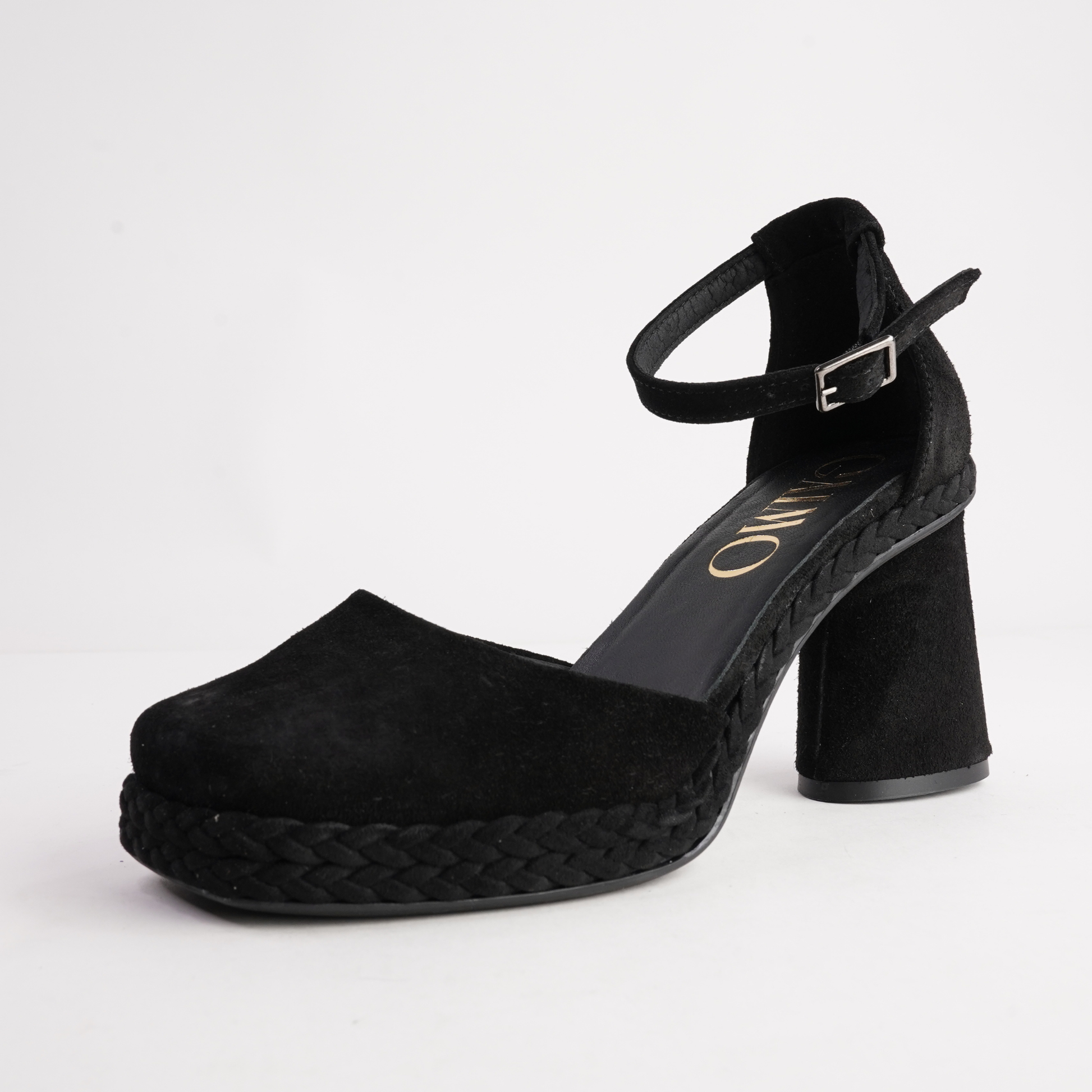 Eldon Negro Nubuck Leather Heels - GAIMO | Shouz