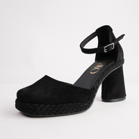 Eldon Negro Nubuck Leather Heels - GAIMO | Shouz