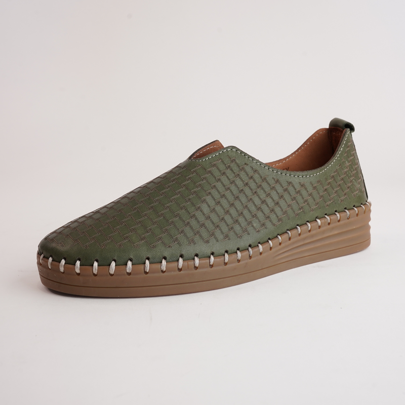 Lassy Dark Olive Leather Sneakers