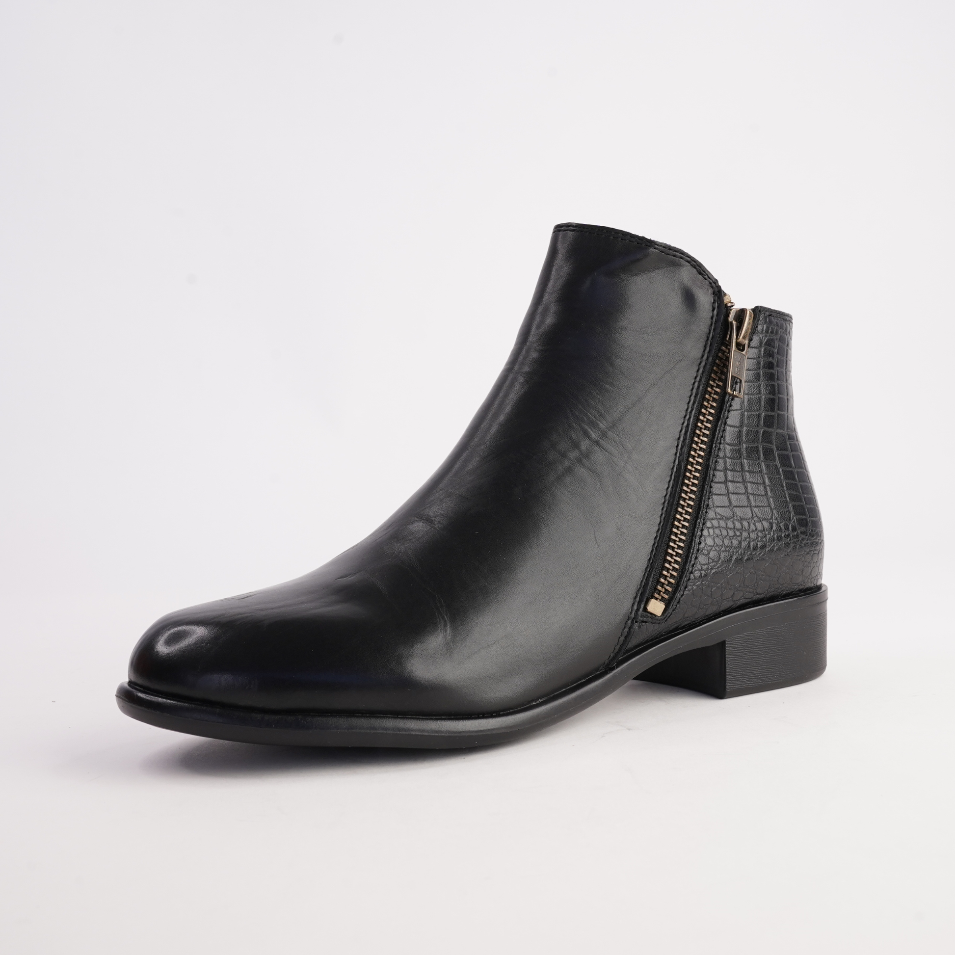 Lorenzo Black/ Croc Leather Ankle Boots - BRESLEY | Shouz