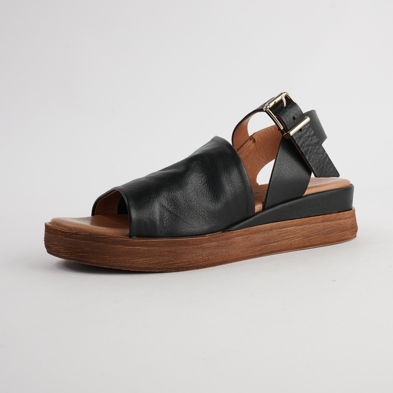 Positano Black Leather Sandals