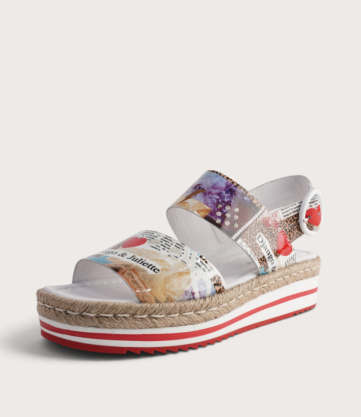 Atha Collage Print Leather Sandals