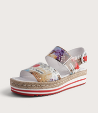 Atha Collage Print Leather Sandals