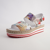 Atha Collage Print Leather Sandals