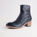 Rarna Navy Leather Ankle Boots