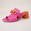 Adder Fuchsia/ Orange Leather Heels