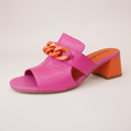 Adder Fuchsia/ Orange Leather Heels