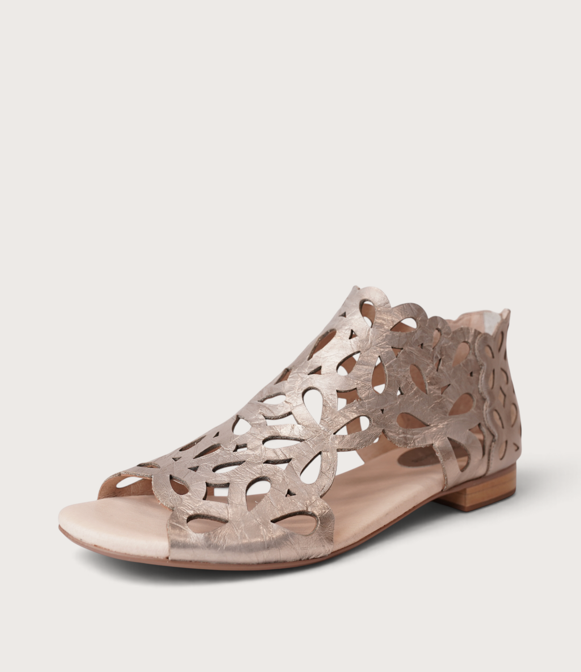 Pietro Champagne Metallic Leather Sandals