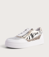 Nevyle White Multi Leather Sneakers
