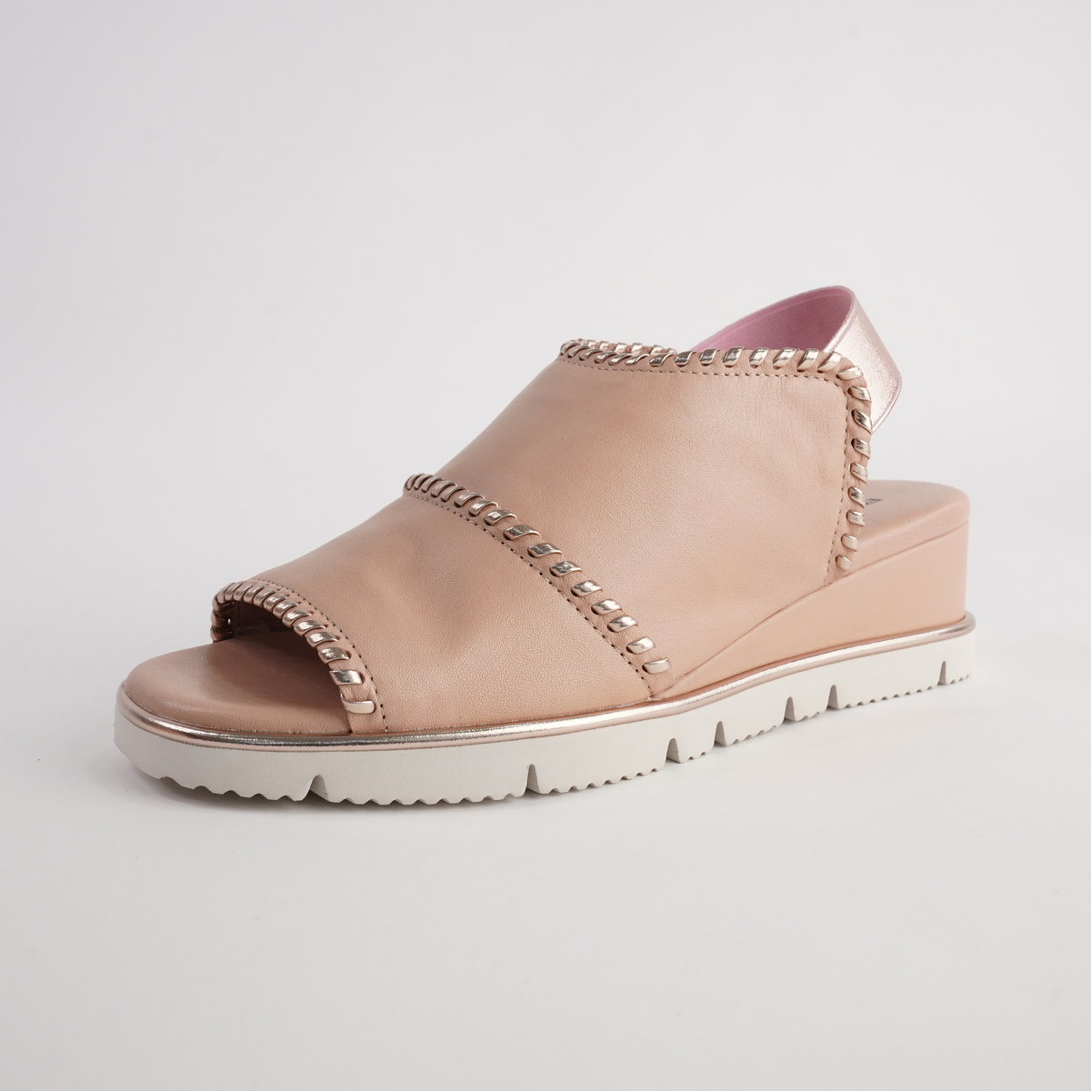Sigma Powder/ Rose Gold Leather Sandals - BRESLEY | Shouz