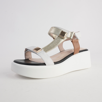 Roz White/ Gold Leather Sandals