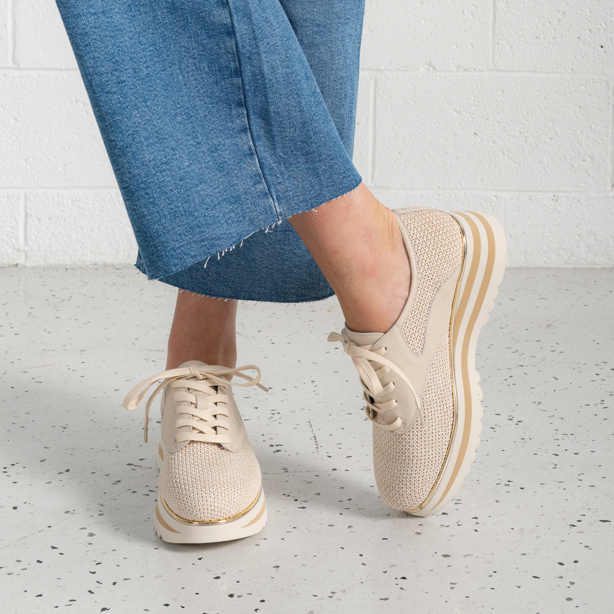 Endo Ivory Raffia/ Milk Leather Sneakers - DJANGO AND JULIETTE | Shouz