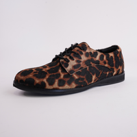 Derby Dark Camel Leopard/Black Lace Up Flats