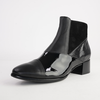 Award Black Mix Leather Ankle Boots - BRESLEY | Shouz