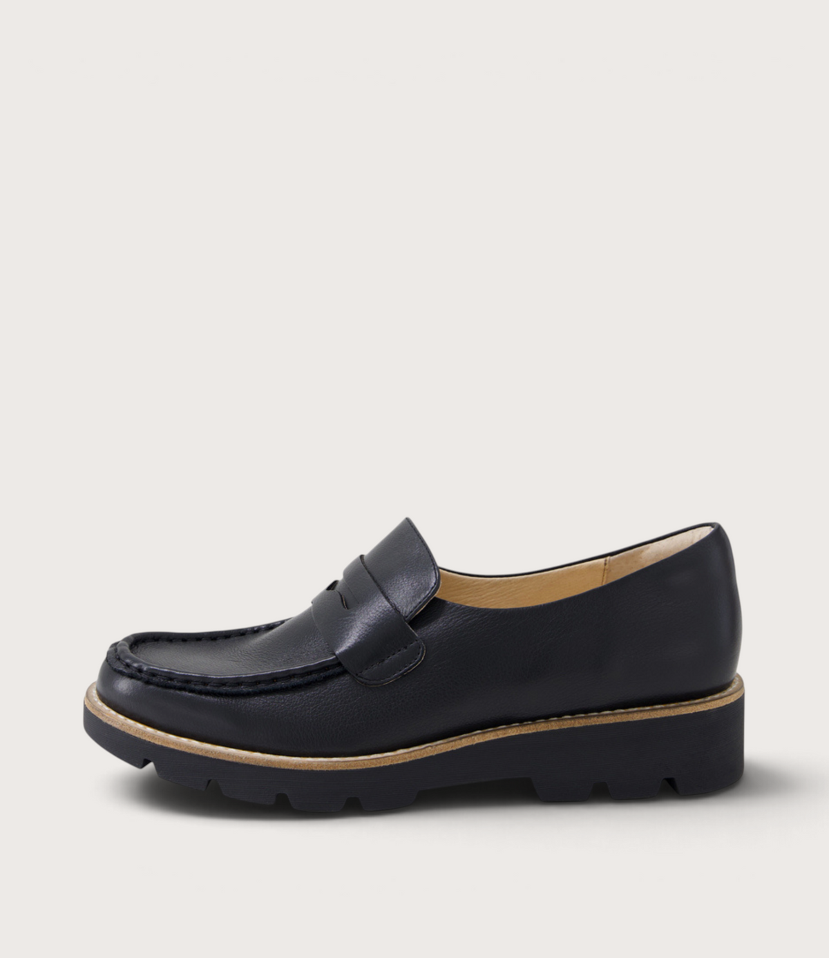 Dorte Black Leather/ Black Sole Loafers