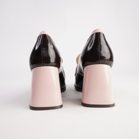 Bergen Coffee/ Pink Patent Leather Heels - TAMARA LONDON | Shouz