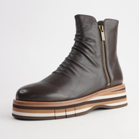 Ganni Choc Leather/ Choc Tan Multi Sole Boots - DJANGO AND JULIETTE | Shouz