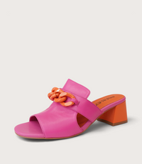 Adder Fuchsia/ Orange Leather Heels