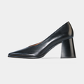 Zanie Black Leather Heels