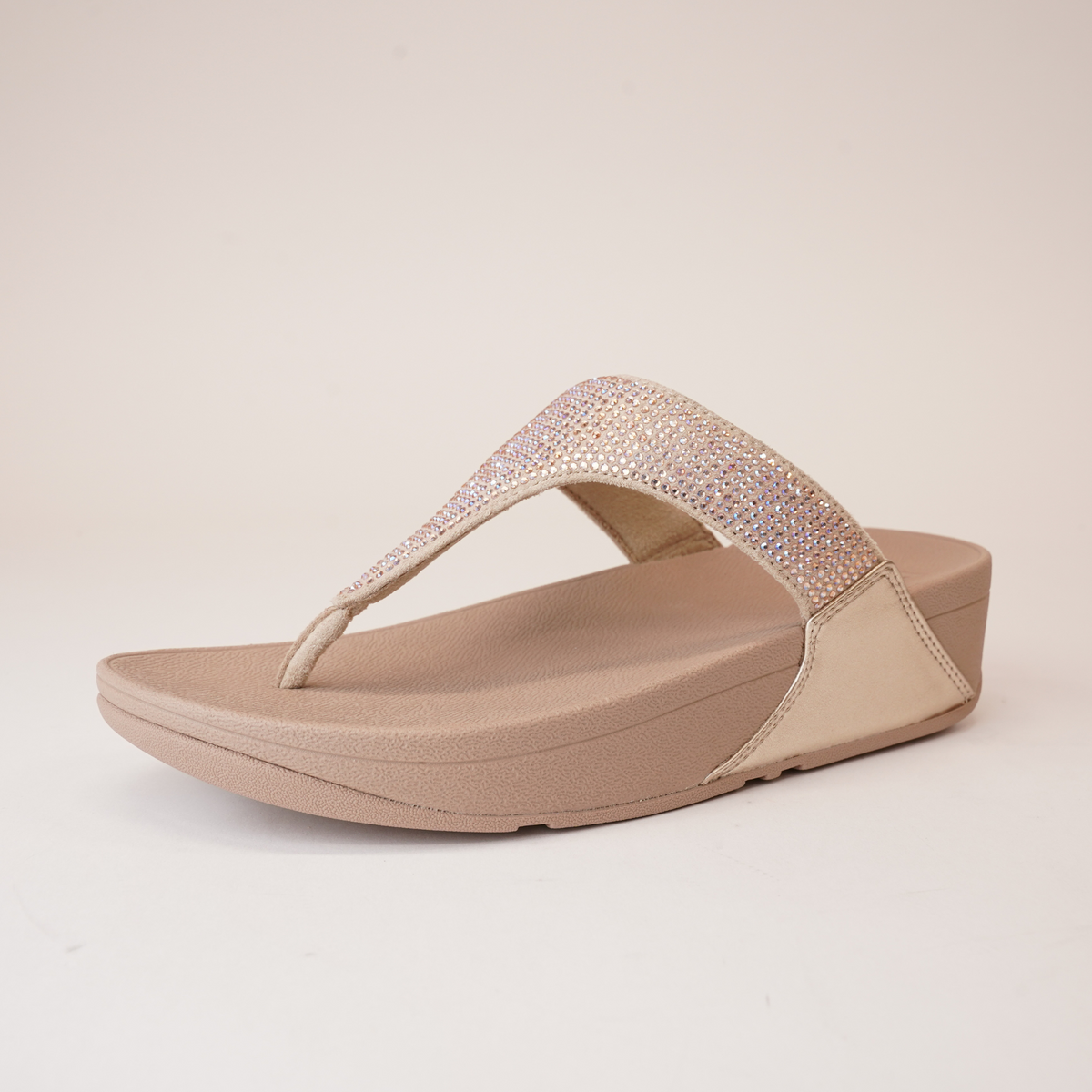 Lulu Crystal Embellished Latte Sandals - FITFLOP | Shouz